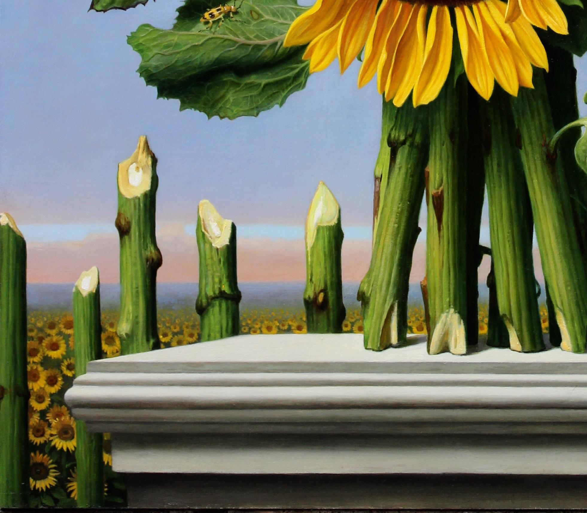 GIRASOL - Nature morte de tournesols mexicains / Réalisme contemporain - Gris Still-Life Painting par Will Wilson