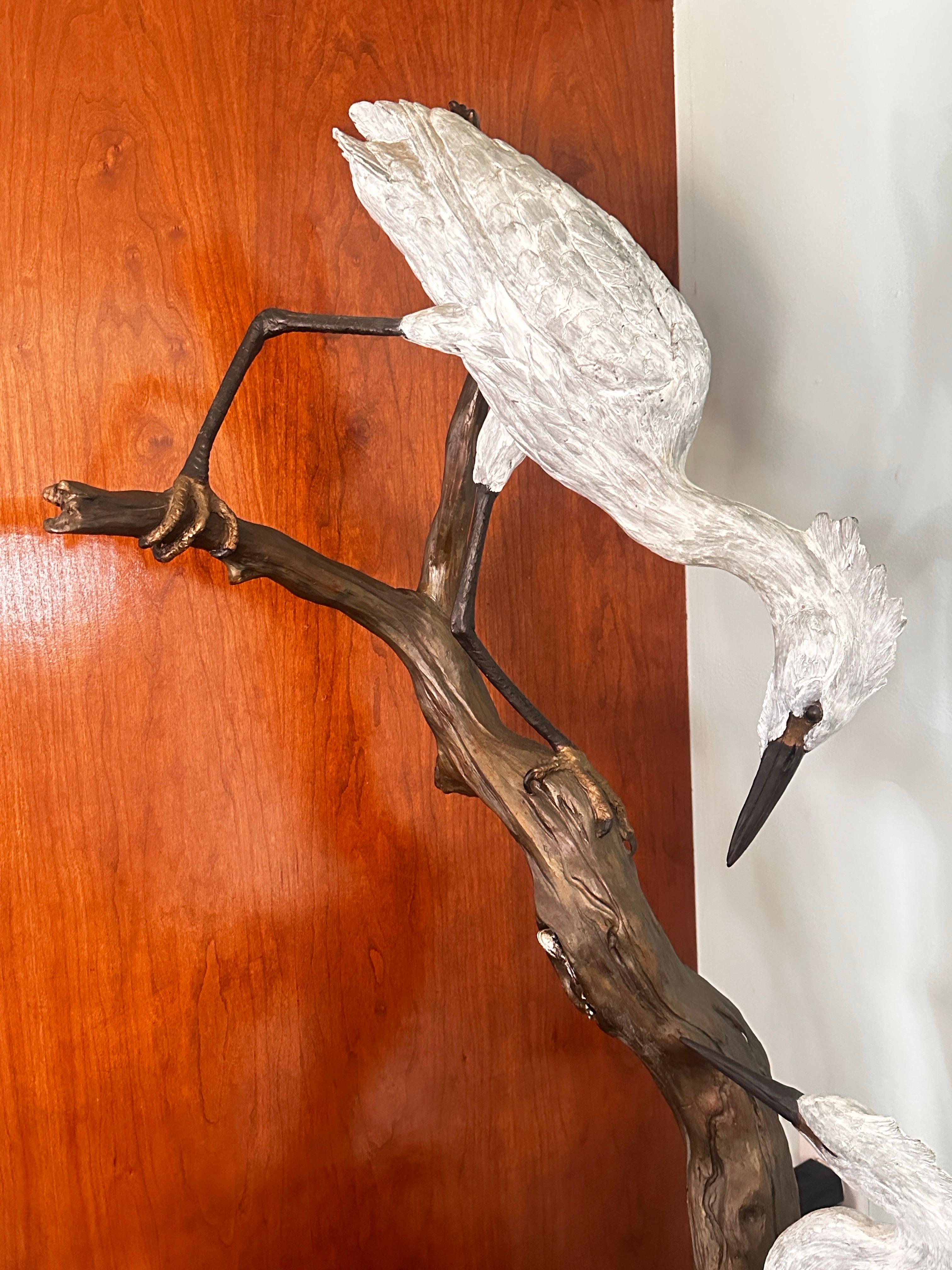 Willam H Turner (1943) 'Snowy Egrets' Grande sculpture en bronze en vente 1