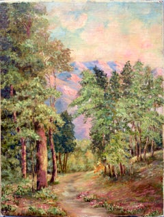 Sierra Mountain Path, 1920s California Landscape Painting, Signed