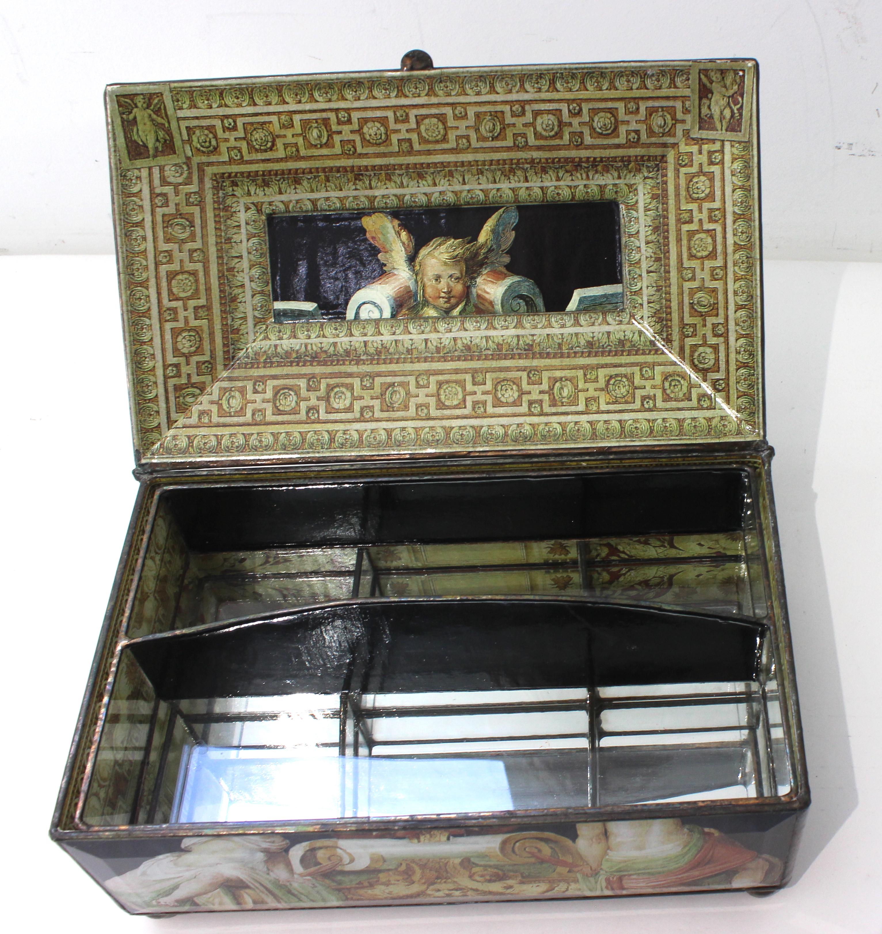Beveled Willan F Decoupaged Jewelry Box For Sale