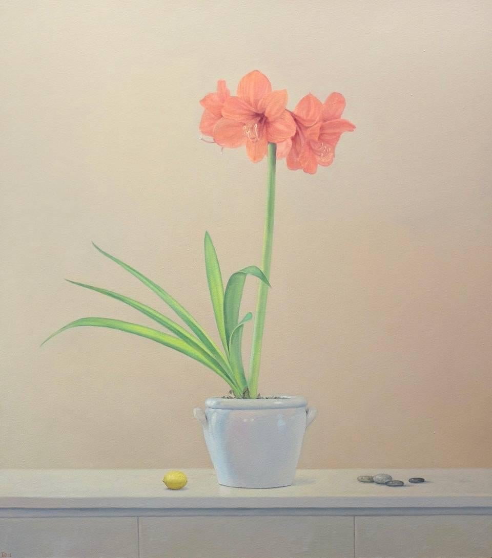 Still-Life Painting Willard Dixon - Amaryllis avec citron / huile sur toile