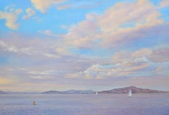 'ANGEL ISLAND' with sailing ship, CA landscape Realism San Francisco, CA