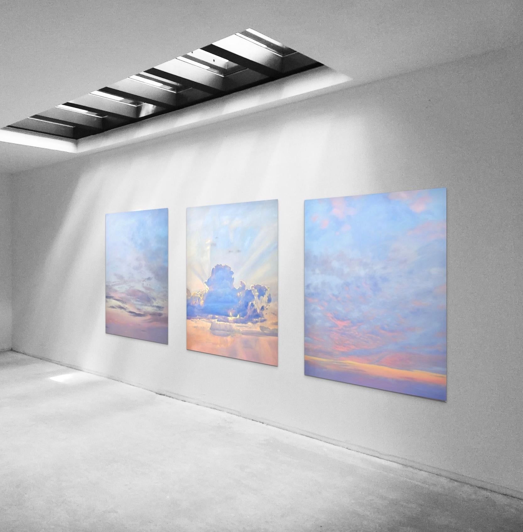 Ann's Skies triptych oil painitngs - Painting by Willard Dixon