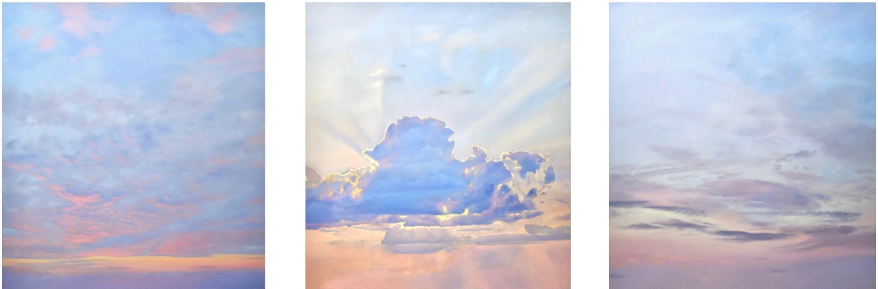 Willard Dixon Landscape Painting - Ann's Skies triptych oil painitngs