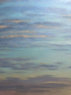 Banded Sky, oil painting sunset, clouds, serene