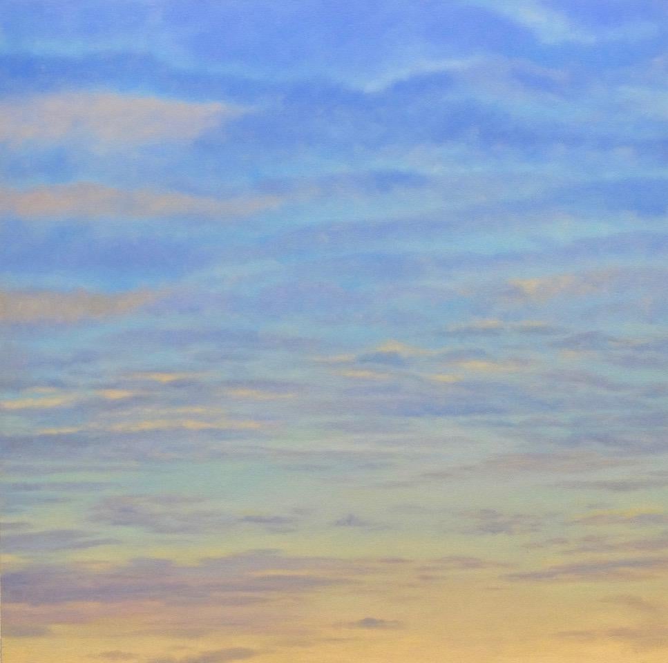 Willard Dixon Still-Life Painting - Banded Sky, oil painting sunset, clouds, serene