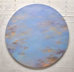 Banked Fire - circular sky oil painting
