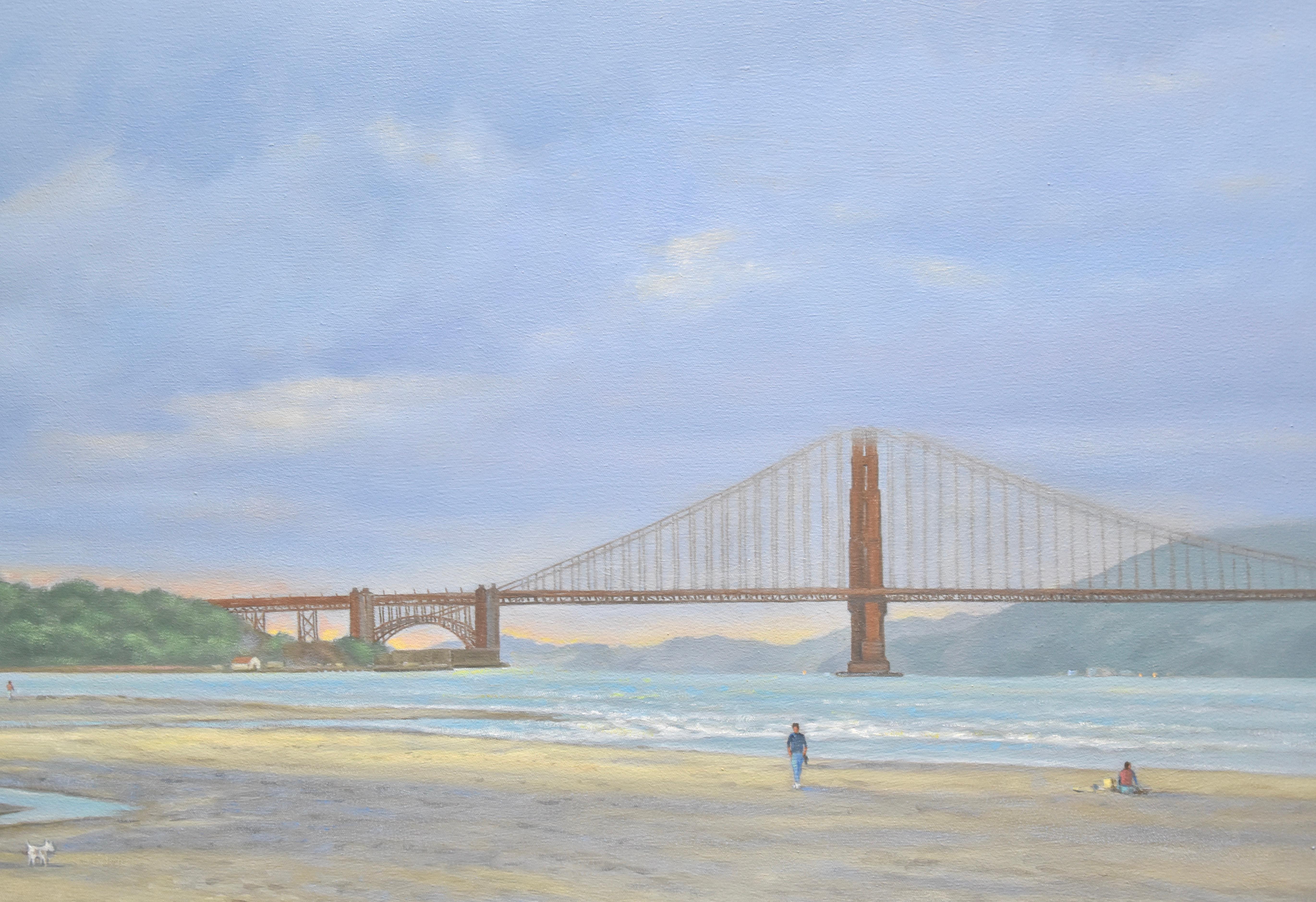 « Beach at Crissy Field » (Le lac de Crissy Field) (San Francisco, Californie) - Réalisme américain Painting par Willard Dixon