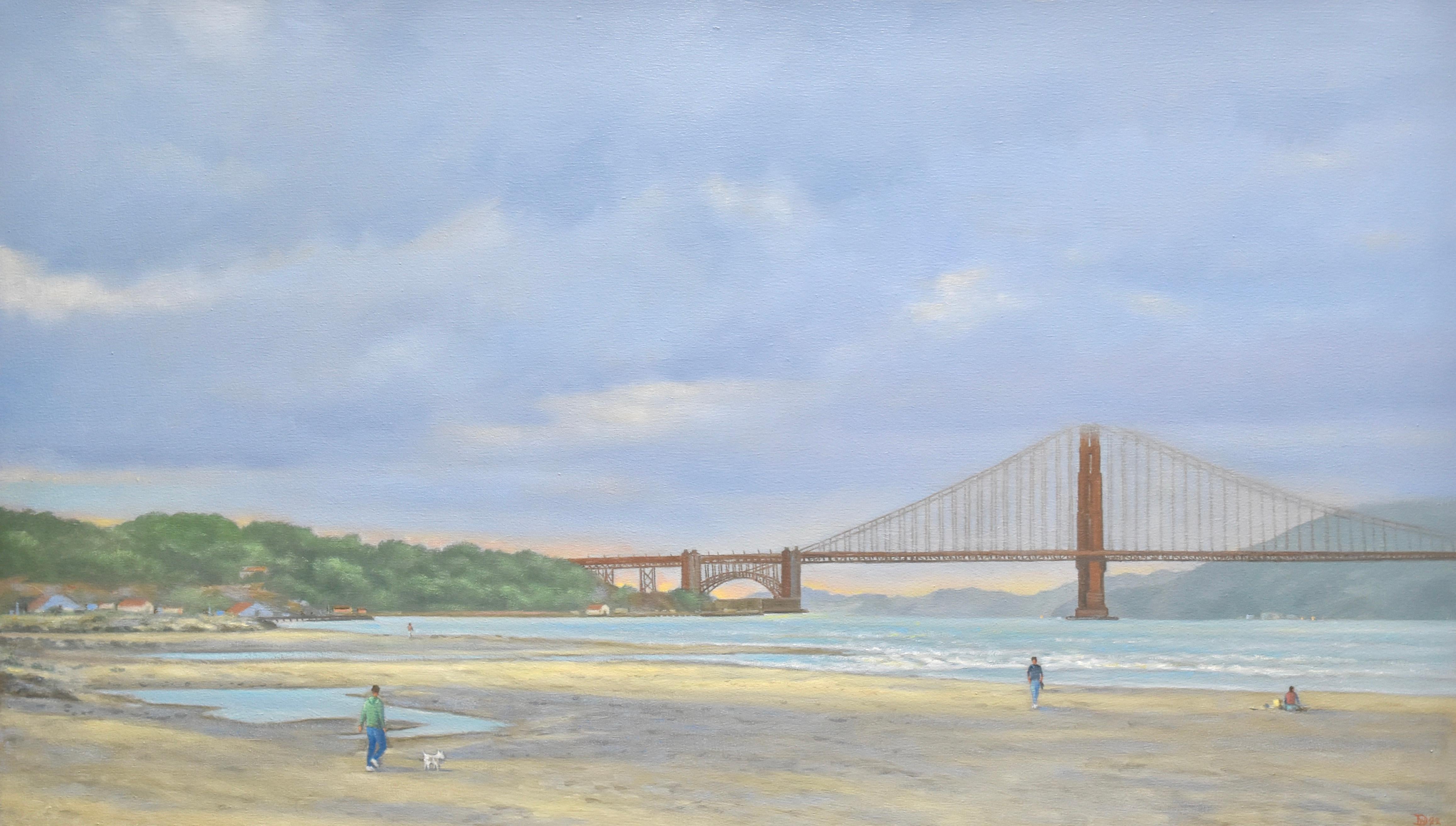 Landscape Painting Willard Dixon - « Beach at Crissy Field » (Le lac de Crissy Field) (San Francisco, Californie)