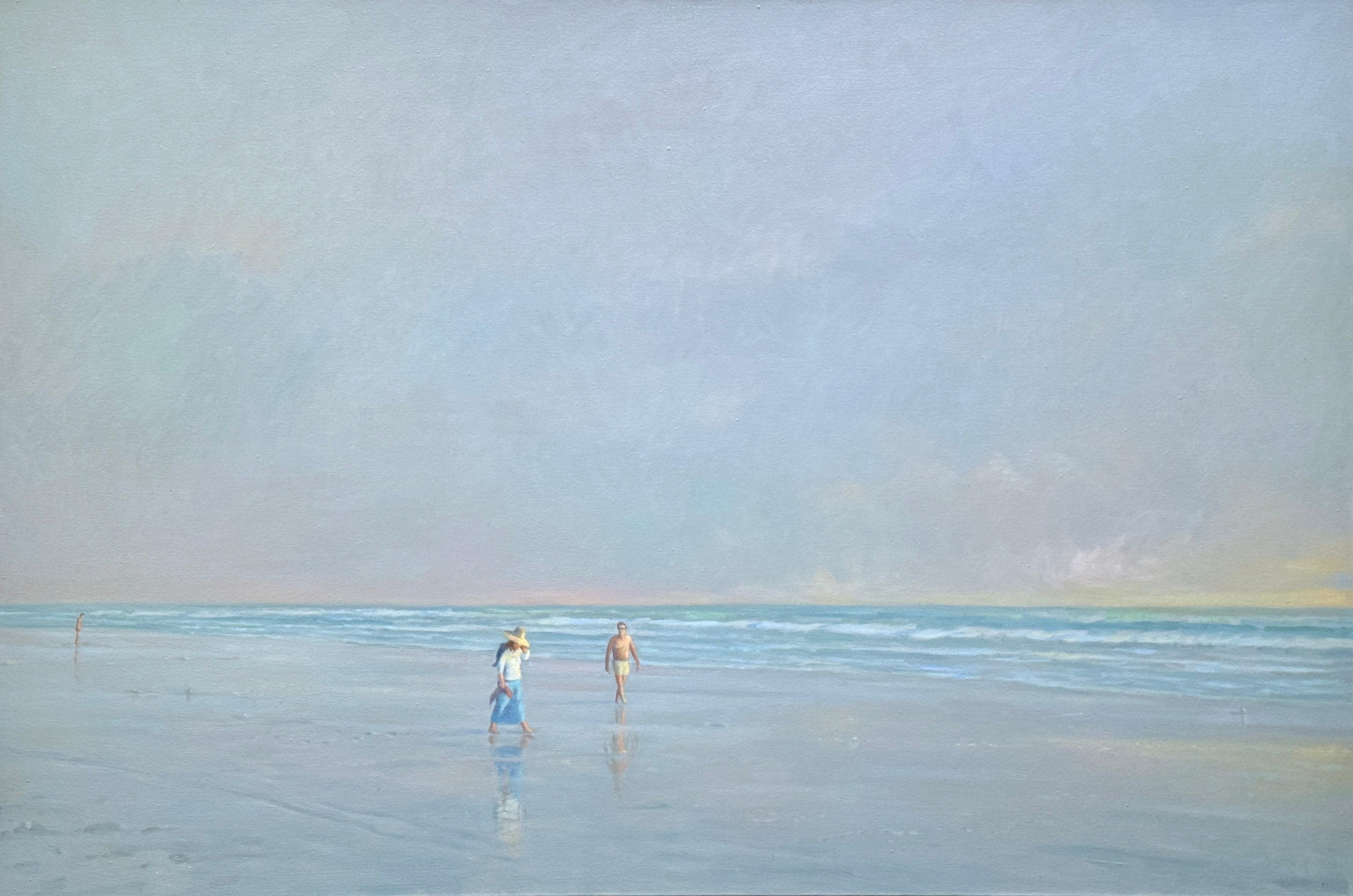 Still-Life Painting di Willard Dixon - Spiaggia con tre figure