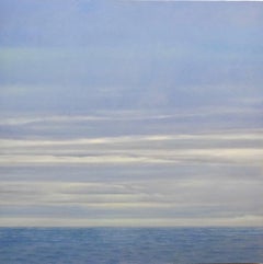 Bright Horizon / oil on canvas, abstract, realism sky, water,  blue fog & clouds