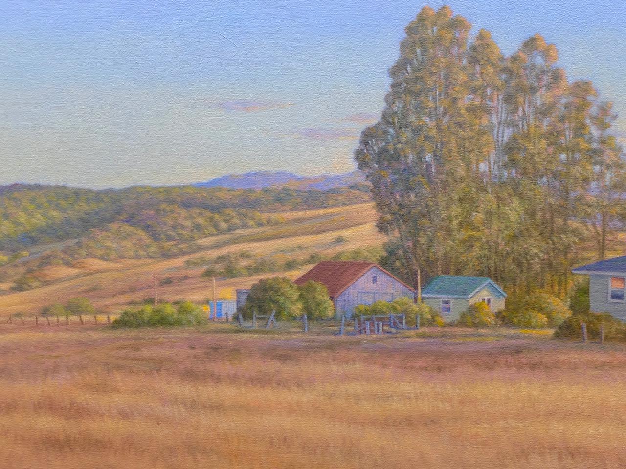Petaluma Ranch / Sunlit western landscape American Realsim - Painting by Willard Dixon