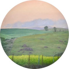 Landscape with Mustard Flowers - 48 inch circular canvas