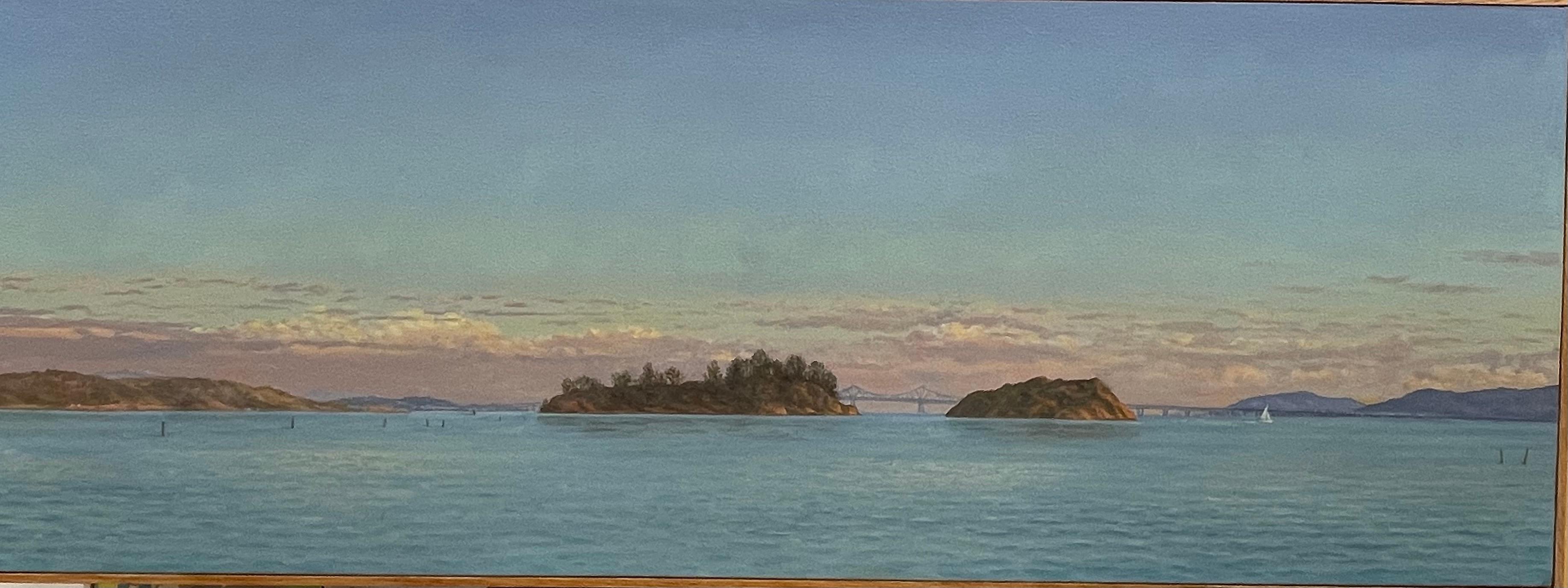 Îles Marin, crépuscule - Painting de Willard Dixon
