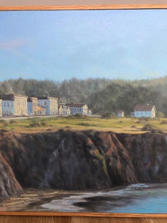 Mendocino / 17 x 60  inch breathtaking landscape / ocean scene - oil on canvas