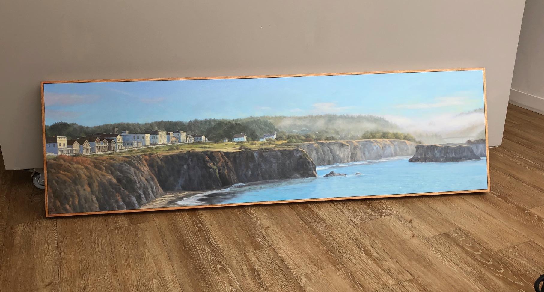 Mendocino / 17 x 60  inch breathtaking landscape / ocean scene - oil on canvas 1
