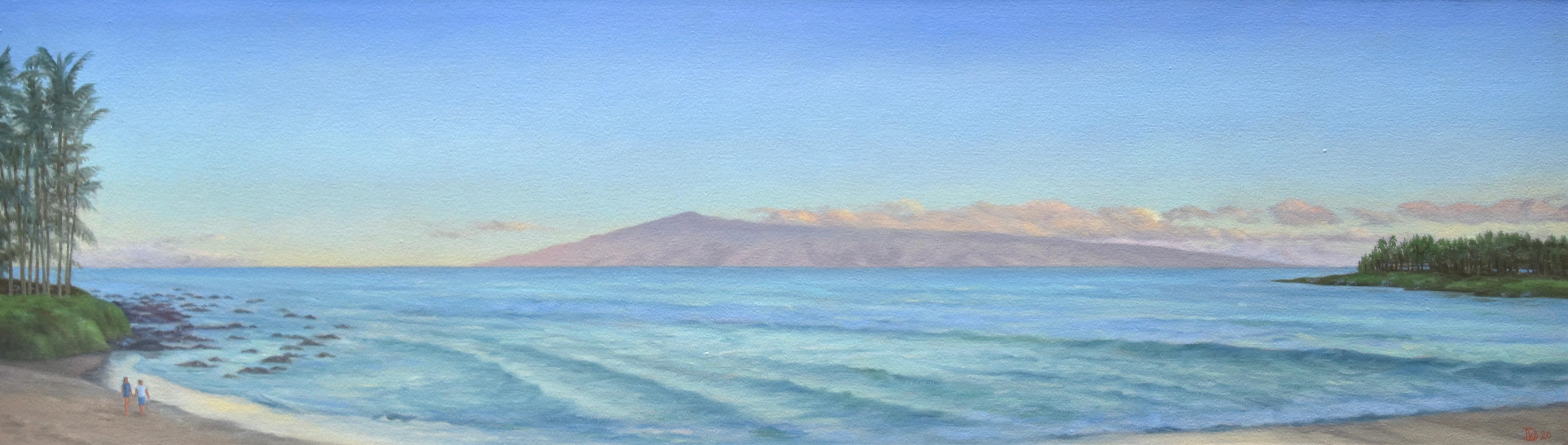 Willard Dixon Landscape Painting - Molokai - Hawaiian Island ocean beach scene at dusk