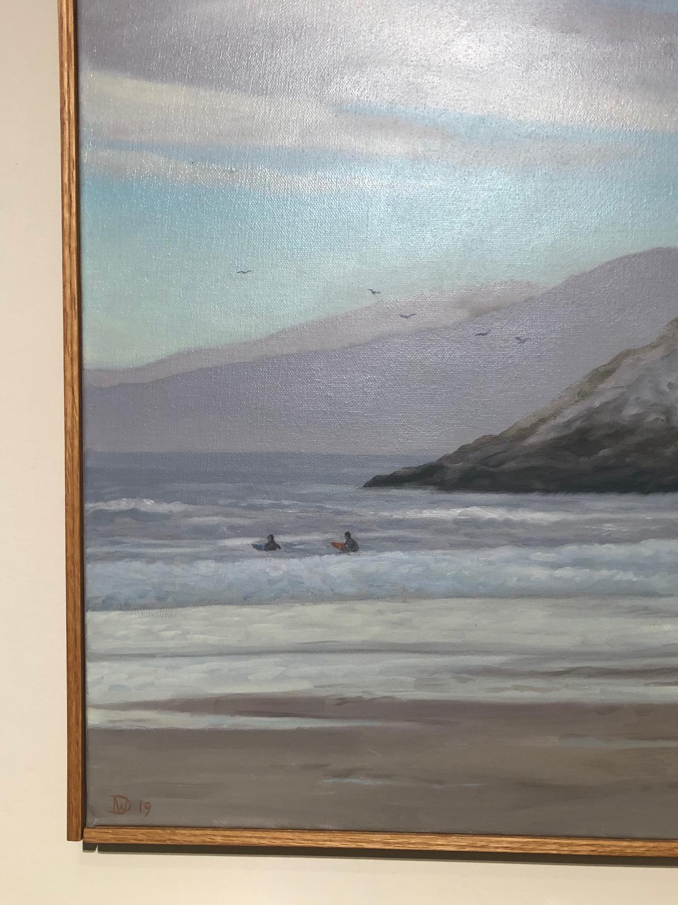 Surfers d'Ocean Beach - Réalisme américain Painting par Willard Dixon