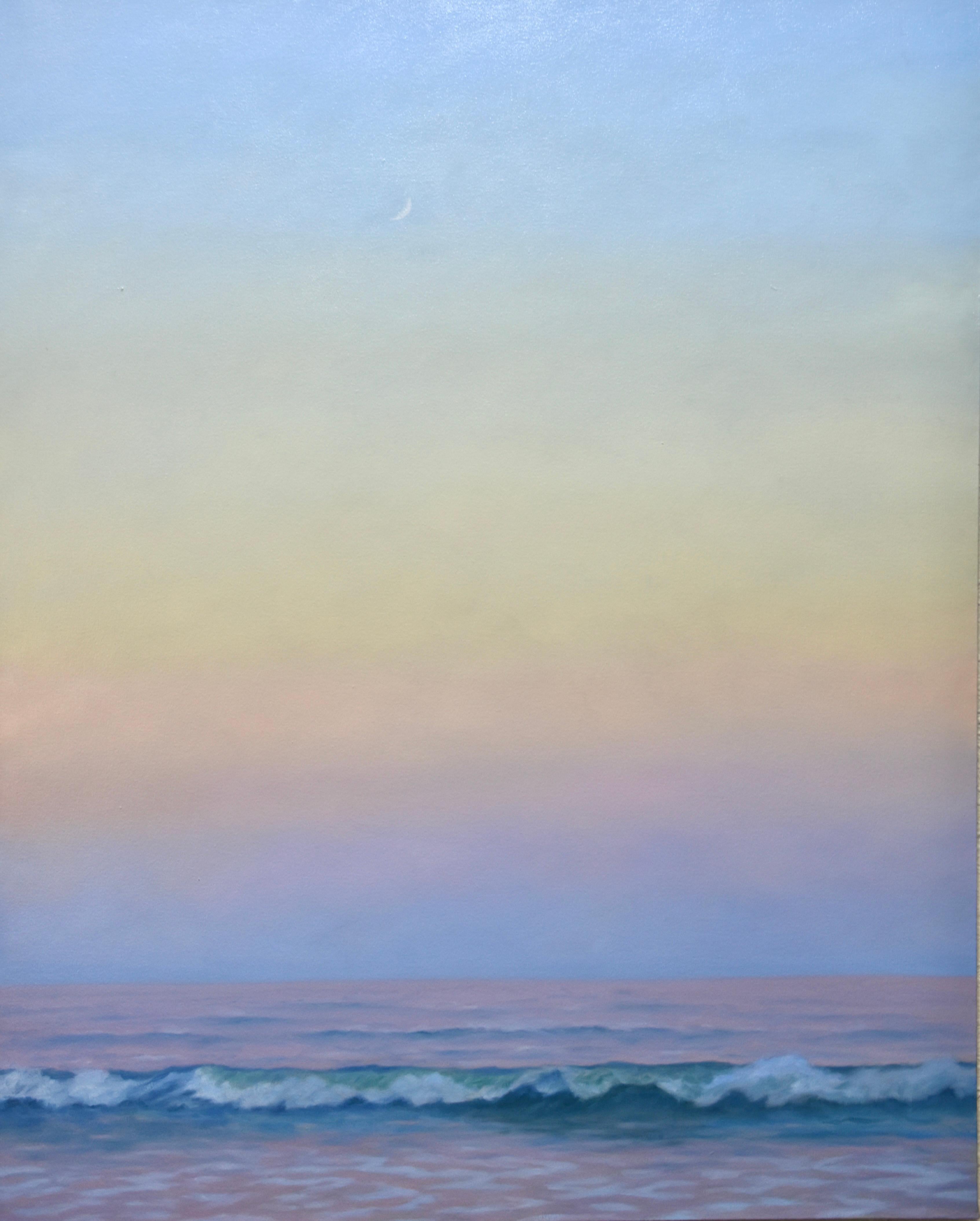 Landscape Painting di Willard Dixon - Oceano con luna crescente