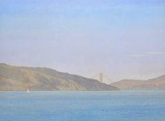 Racoon Strait / Golden Gate Bridge with sailing ship, CA landscape Realism 