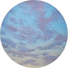 Rote Wolken - kreisförmiges Himmelsölgemälde / einzigartige Himmelslandschaft