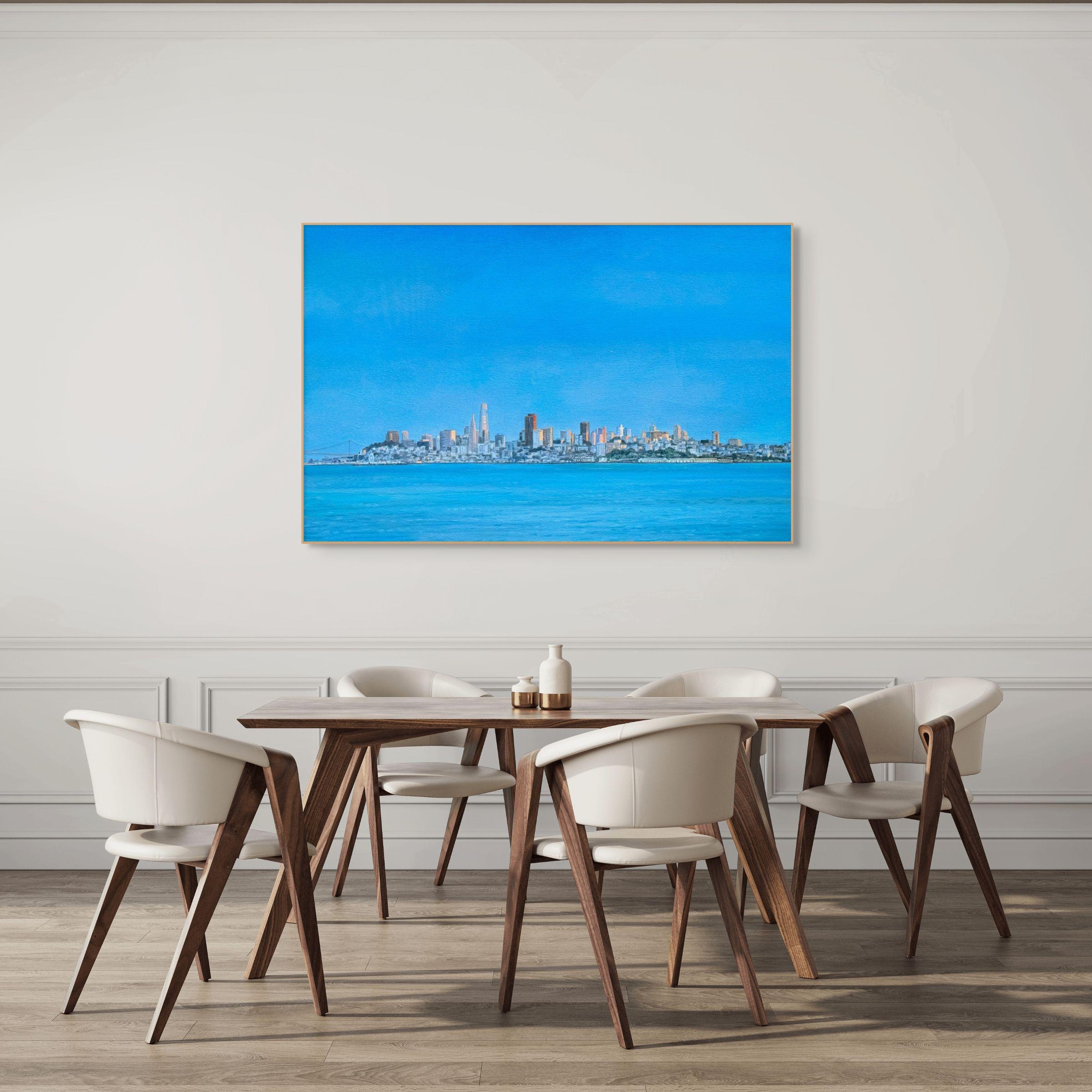 San Francisco Waterfront, Evening - Painting by Willard Dixon