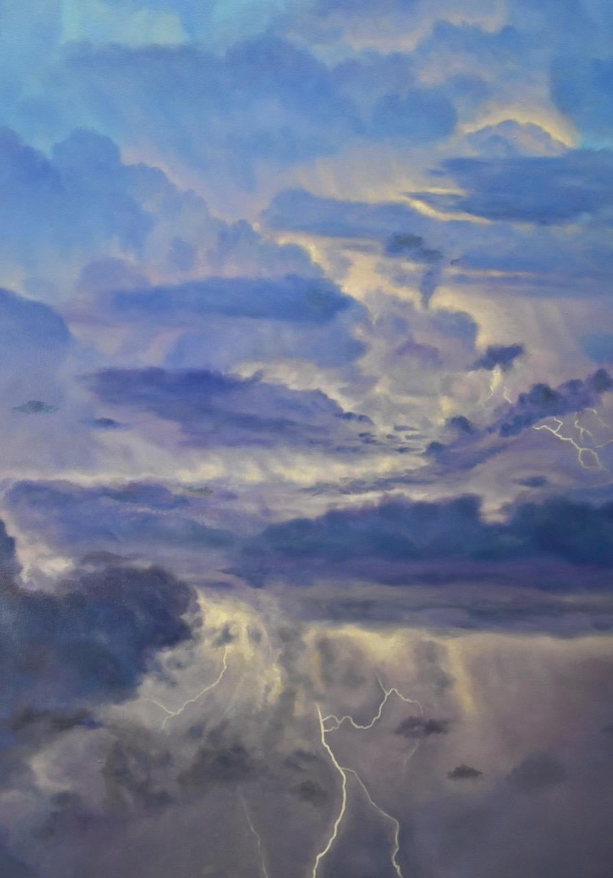 Source de tempête / ciel éclairant - Painting de Willard Dixon