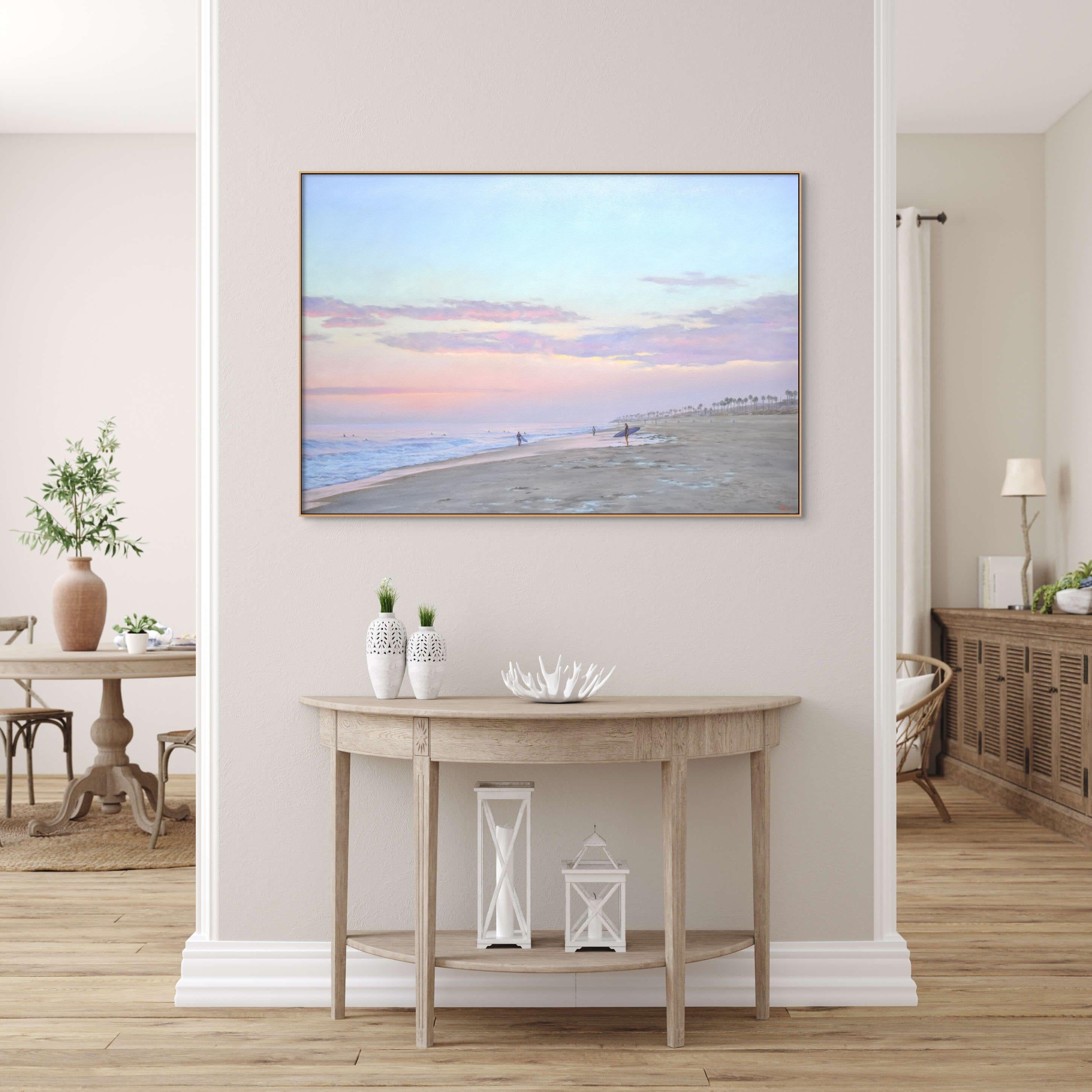 Surfeurs à Huntington Beach - Painting de Willard Dixon