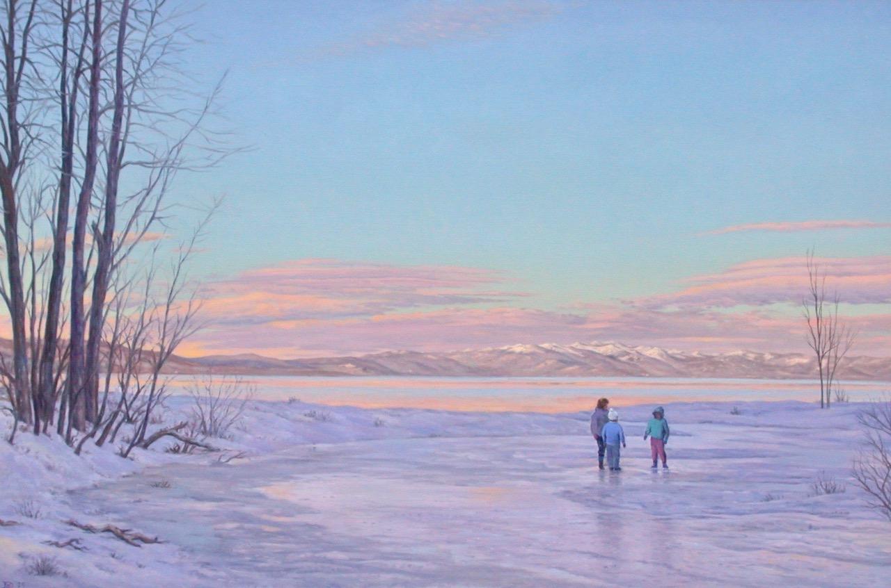 Landscape Painting Willard Dixon - soirée Tahoe, hiver