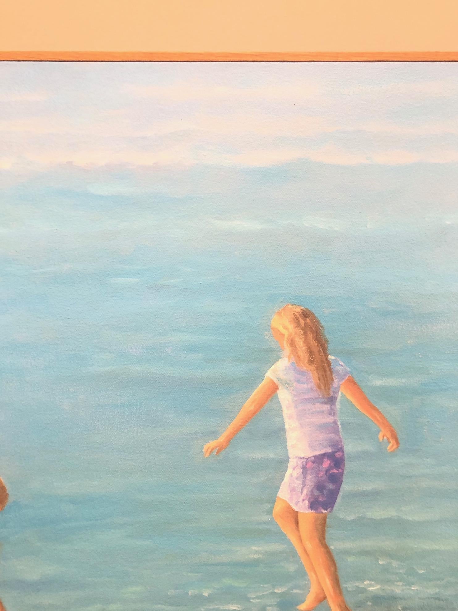 TEAM No. 1 & II / two 30 x 30 inch paintings - children beach play (diptych) - Contemporary Painting by Willard Dixon