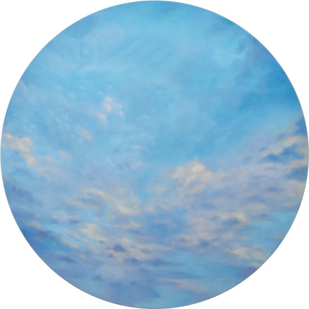 Turbulent Sky - 61 x 61 Zoll, kreisförmige Leinwand im Angebot 1