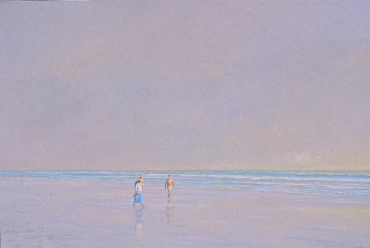 Landscape Painting Willard Dixon - Deux personnages sur la plage  