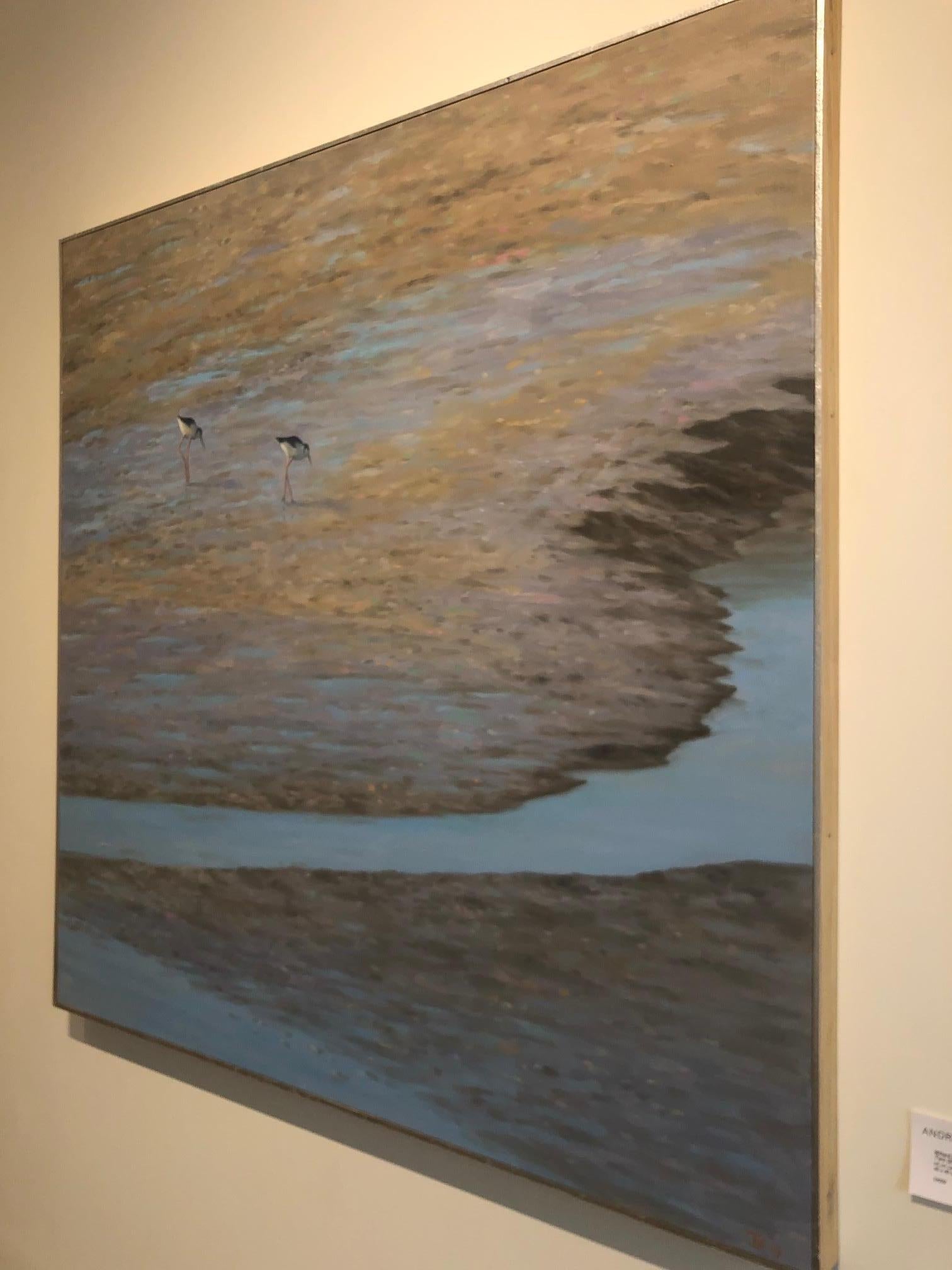 Zwei SHORE Vögel - Realismus Öl auf Leinwand Gemälde - Vogel Natur im Angebot 3