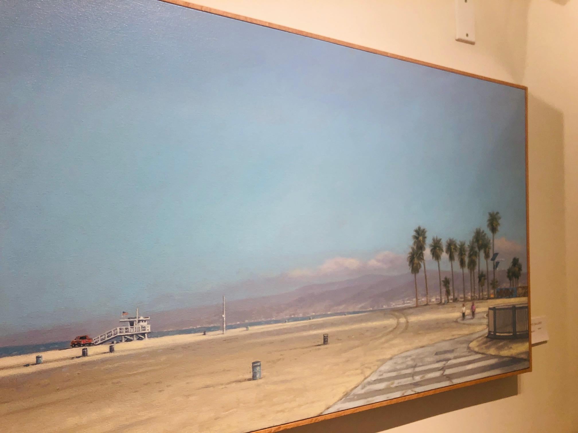 Venice Beach, Morning / sea scape, Southern California, realsm, beach scene,  - Blue Still-Life Painting by Willard Dixon
