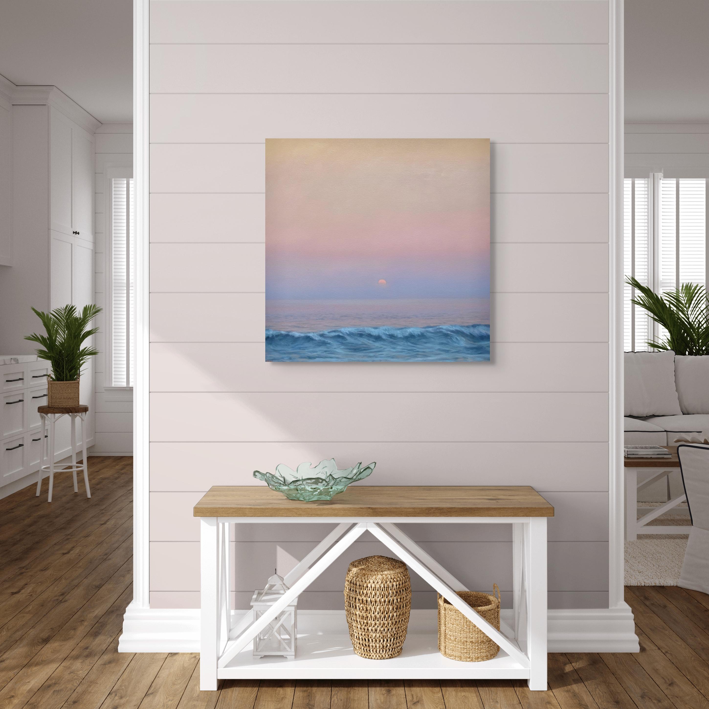 Vague avec soleil couchant - Painting de Willard Dixon