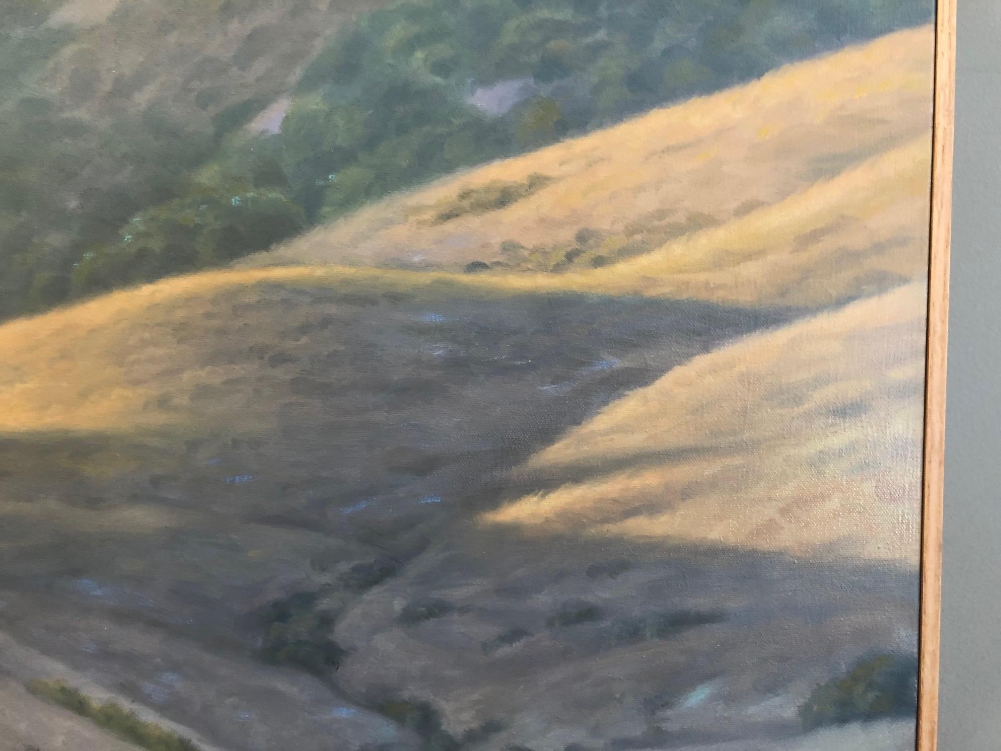 WEST MARIN HILLS - rolling hills realism California landscape - Contemporary Painting by Willard Dixon