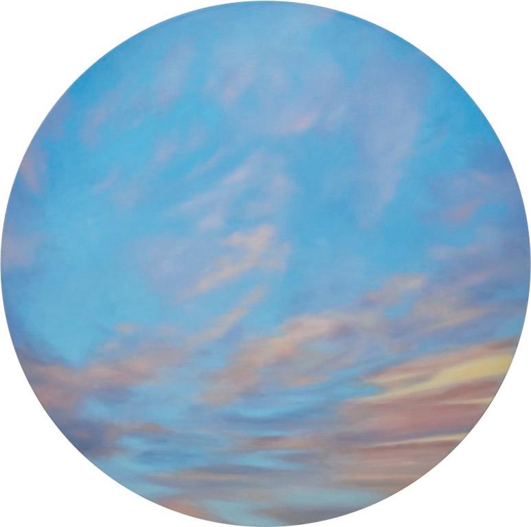 Willard Dixon Abstract Painting - Windy Sky - circular painting