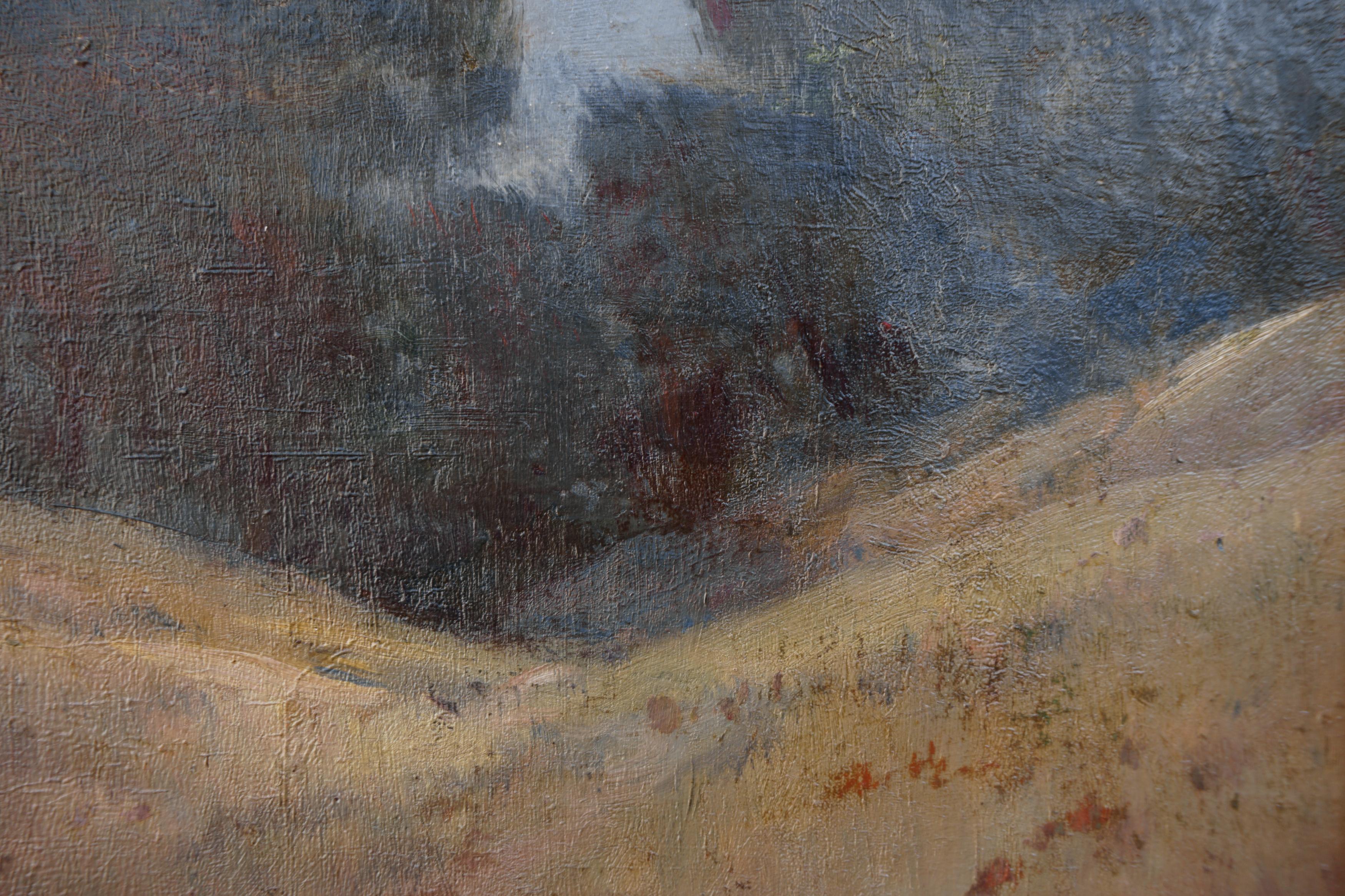 Paisaje tonalista de finales del siglo XIX con robles - Painting Tonalista de Willard LeRoy Metcalf