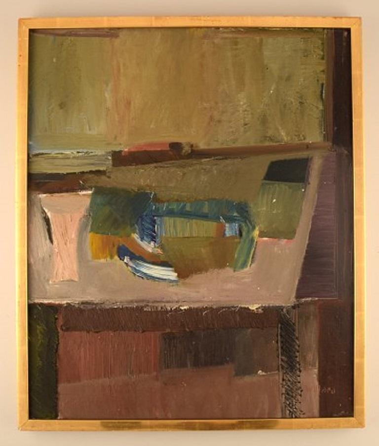 Willard Lindh (1918-2007), Sweden. Modernist still life. Oil on canvas, 1960s.
Canvas measures: 63 x 52.5 cm.
The frame measures: 2 cm.
Signed.
In excellent condition.