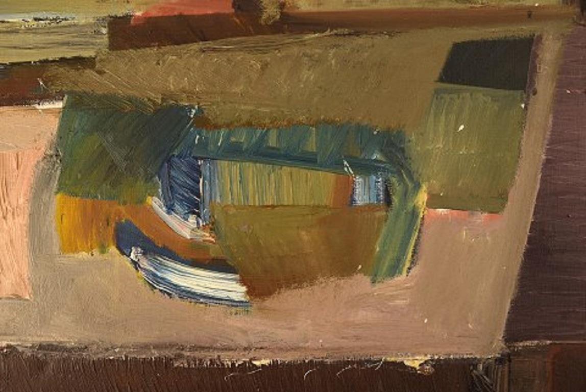 Scandinavian Modern Willard Lindh, Sweden, Modernist Still Life, Oil on Canvas, 1960s