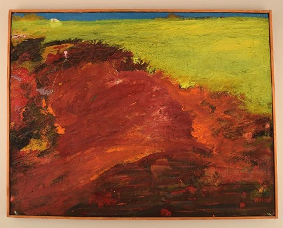 Willard Lindh (1918-2007), Sweden. Oil on canvas. Modernist landscape, 1960s.
The canvas measures: 65.5 x 51 cm.
The frame measures: 0.6 cm.
In excellent condition.
Signed.