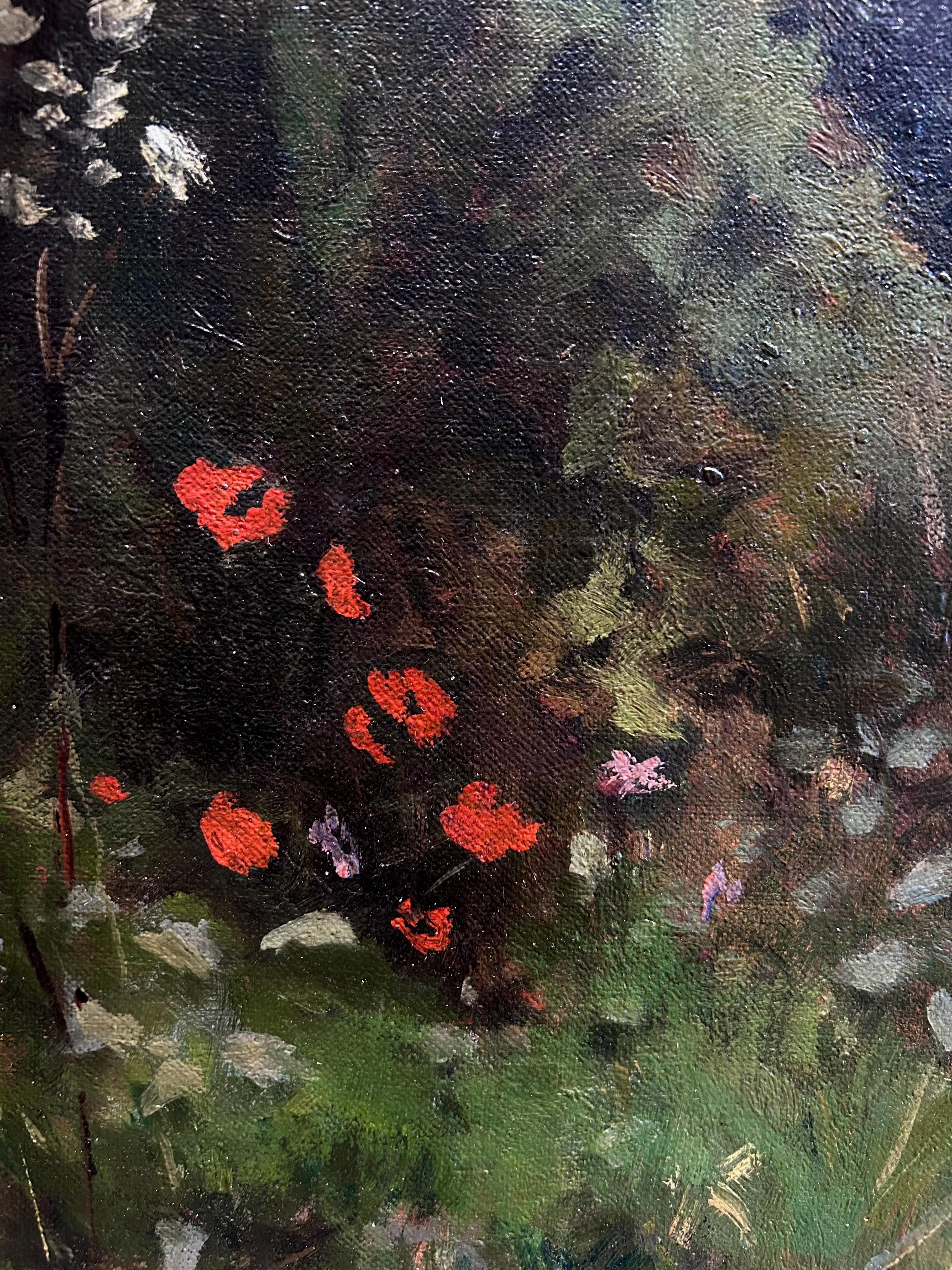 Amapolas en el bosque - Painting impresionista estadounidense de Willard Metcalf
