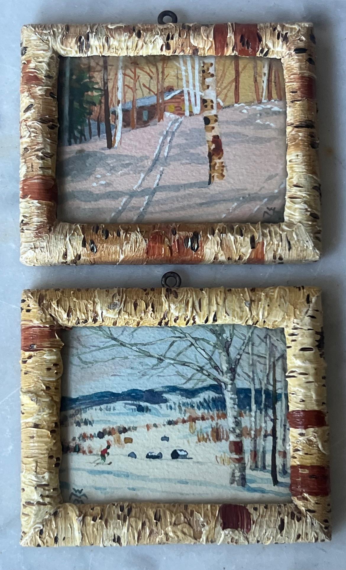 Willard Morse Mitchell Miniatur-Aquarelle, ca. 1941- Satz von 2 im Angebot 2