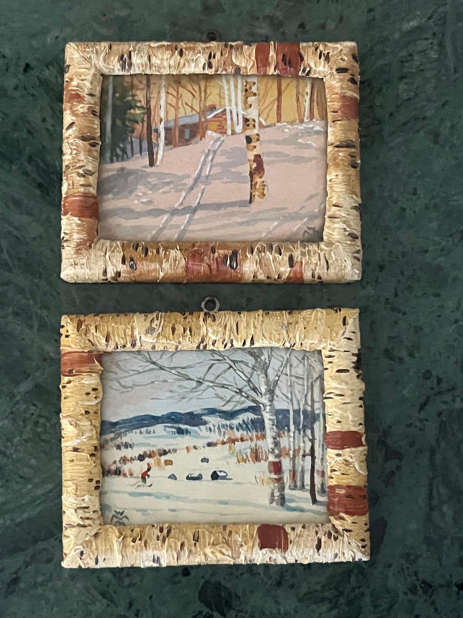 Willard Morse Mitchell Miniatur-Aquarelle, ca. 1941- Satz von 2 im Angebot 3