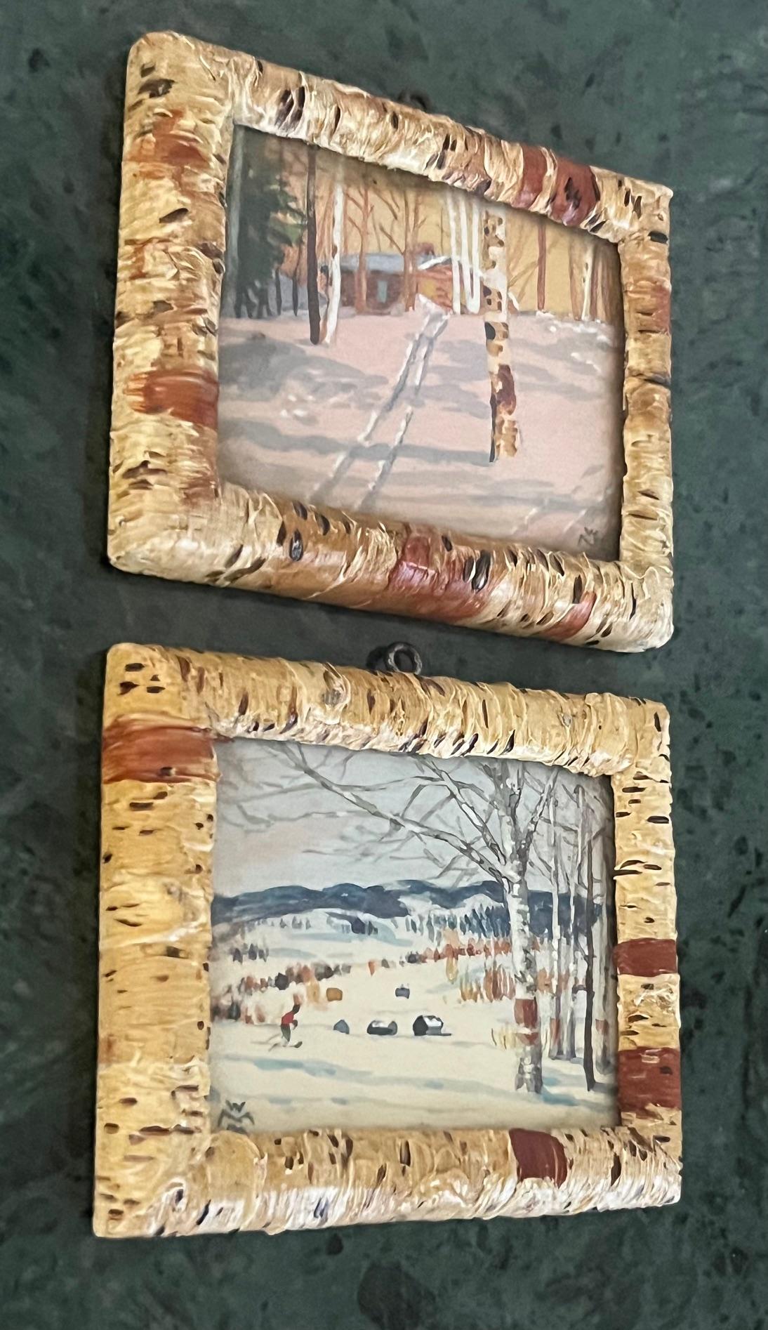 Willard Morse Mitchell Miniatur-Aquarelle, ca. 1941- Satz von 2 im Angebot 4