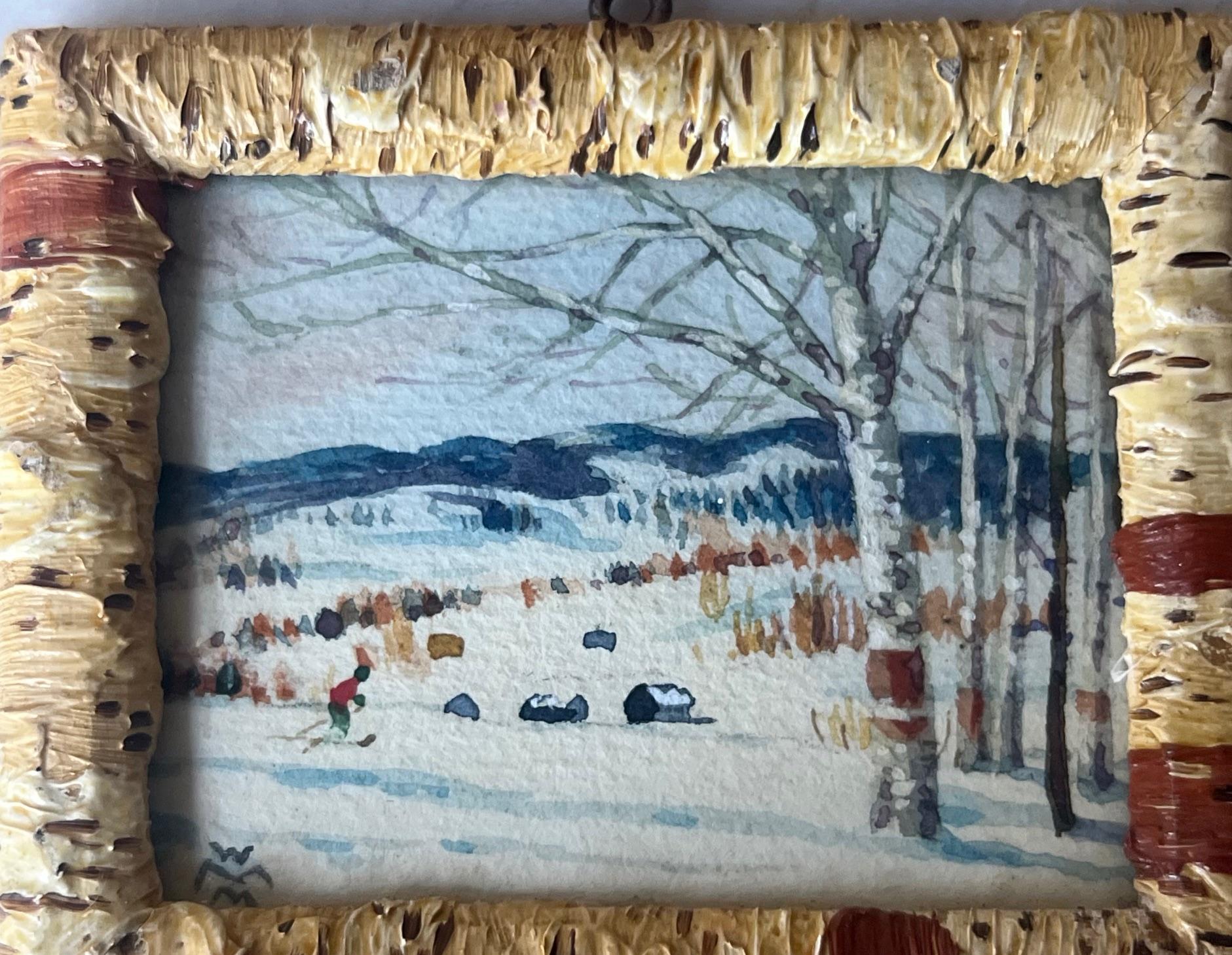 Willard Morse Mitchell Miniatur-Aquarelle, ca. 1941- Satz von 2 im Angebot 1