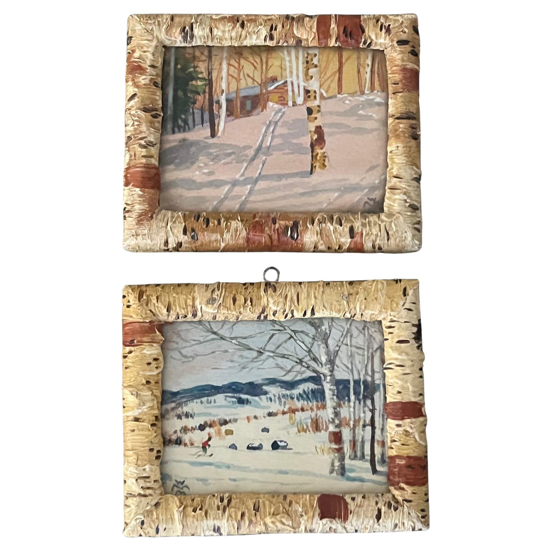 Aquarelles miniatures de Willard Morse Mitchell, A.I.C. 1941- Lot de 2