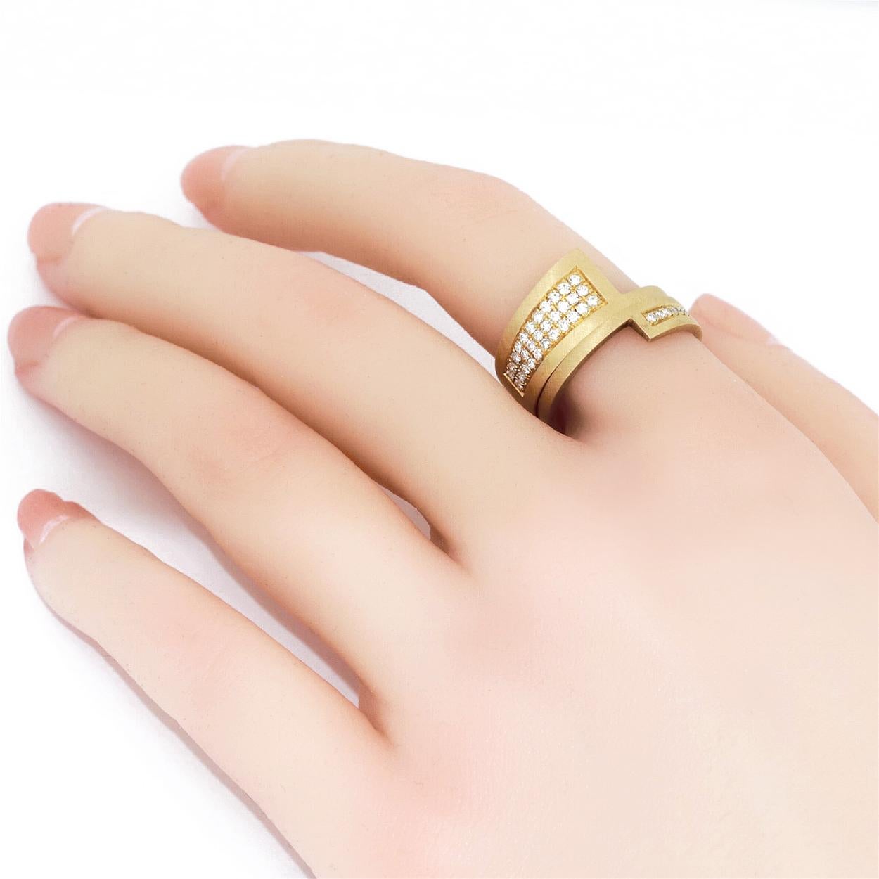 Contemporary Brilliant White Diamond Yellow Gold Nordic Stacking Rings, Wille Jewellery