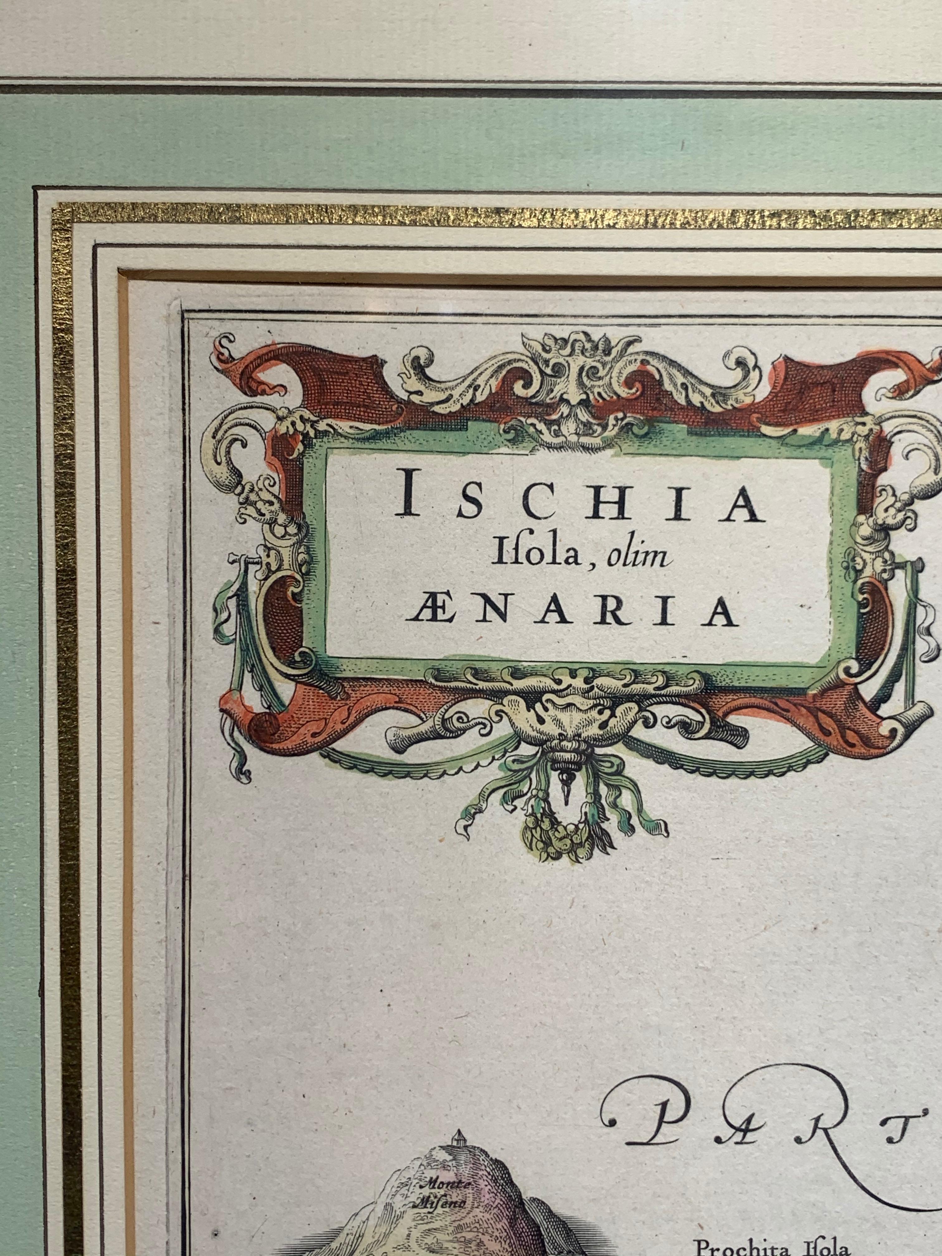 Ischia Isola, olim Aenaria (Antique Italian Map Italy) - Baroque Print by Willem Blaeu
