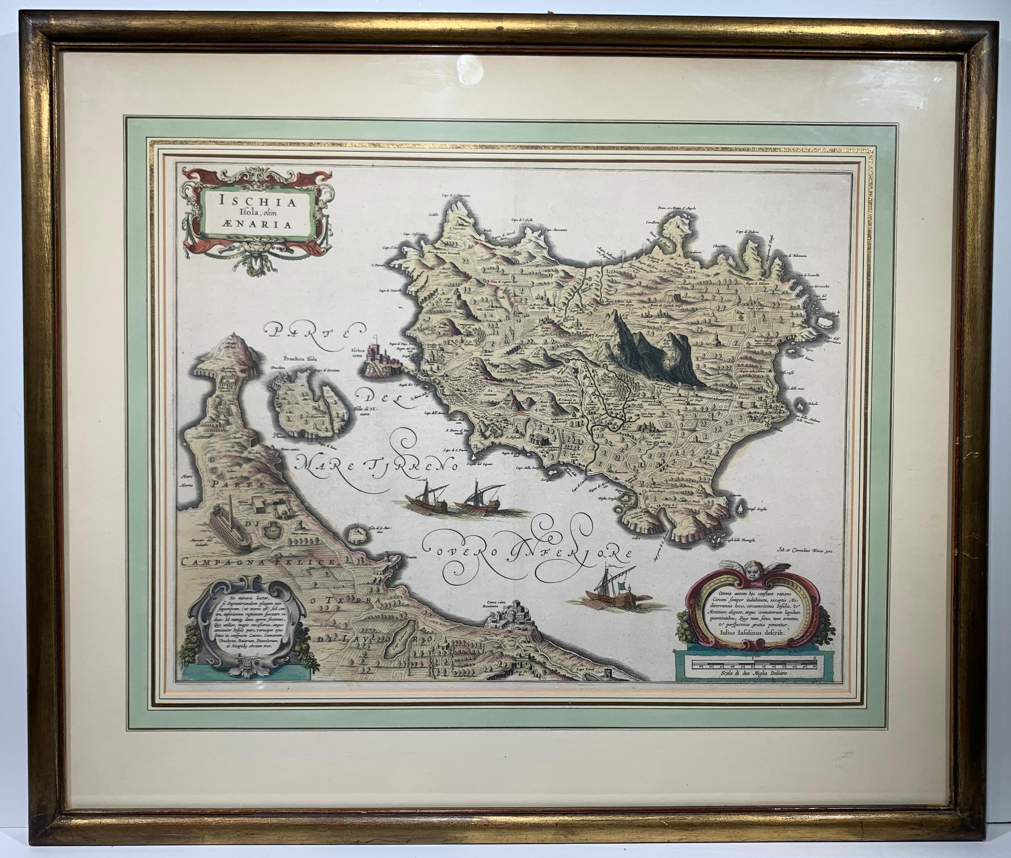 Willem Blaeu Print - Ischia Isola, olim Aenaria (Antique Italian Map Italy)
